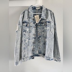 Distressed Denim Jacket - Size Large